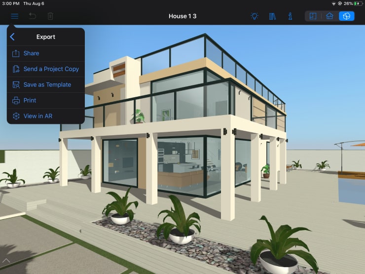Screenshot of a house made in Live Home 3D for iPadOS