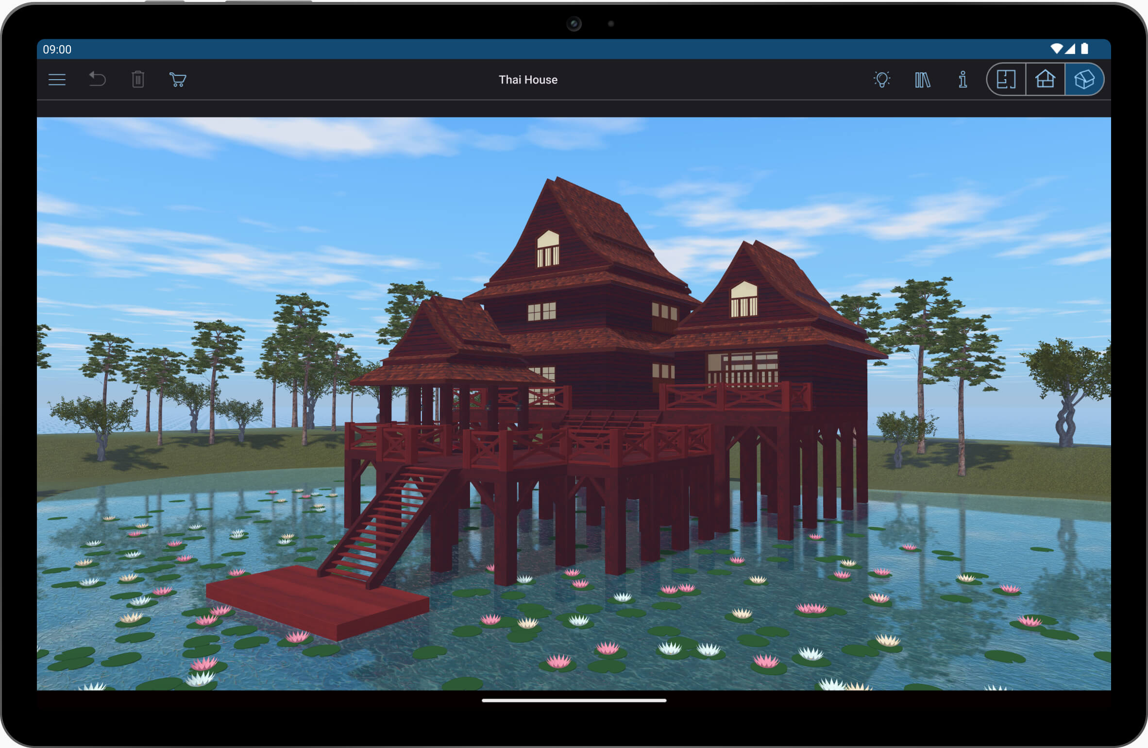 Thai villa built using the Building Block tool in Live Home 3D for Android.