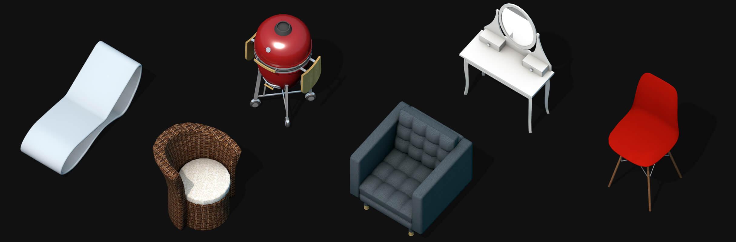 3D models of furniture available in Live Home 3D for Android.