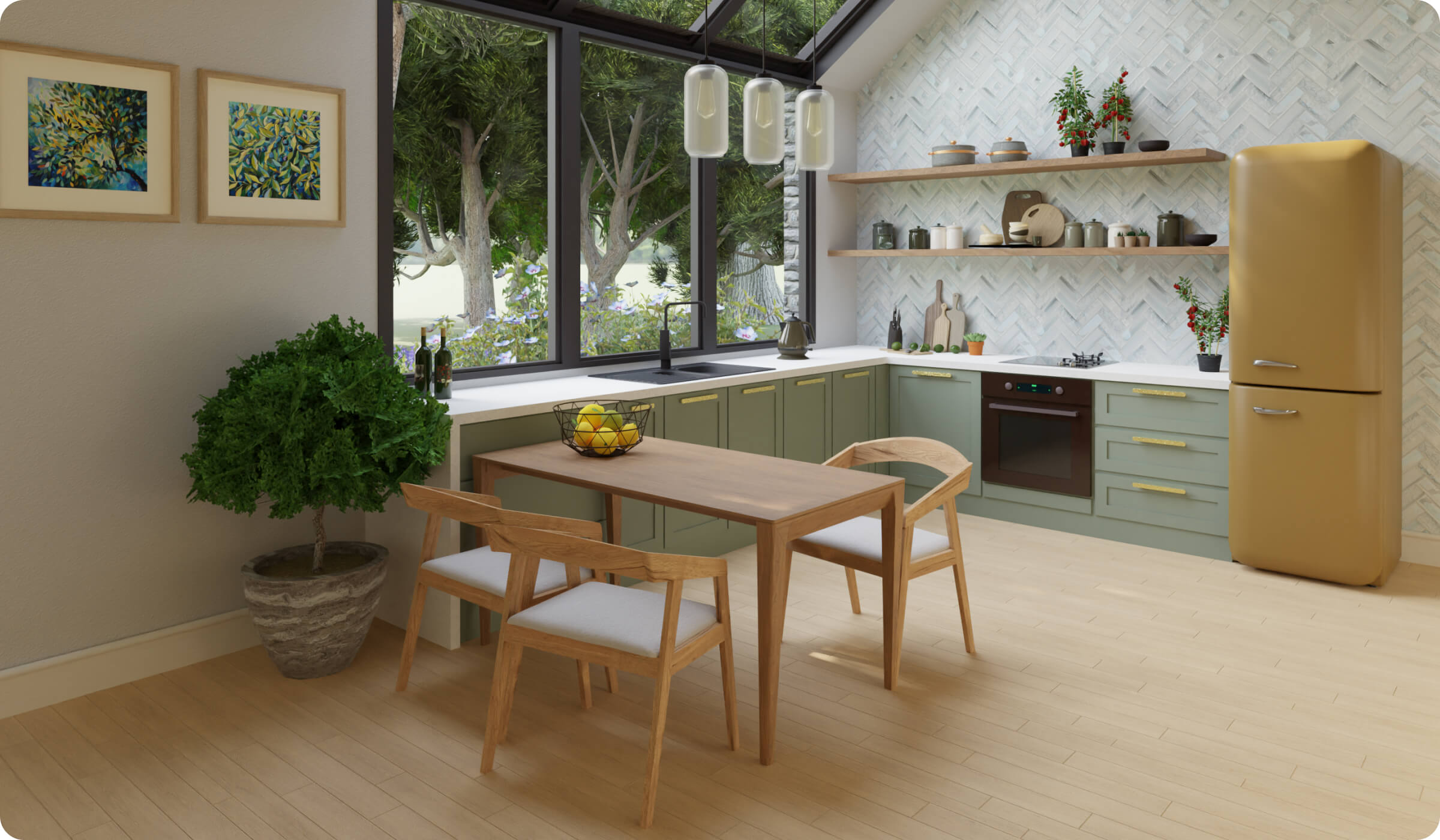 Kitchen with a view designed in Live Home 3D.