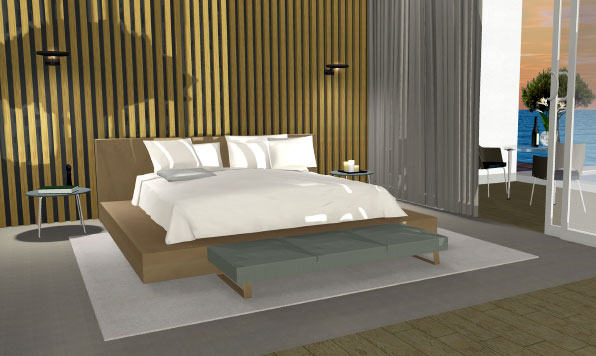 A bedroom design created in the Live Home 3D app for iPadOS