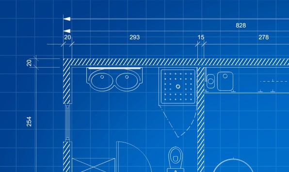 Blueprint of architect plan for house construction.