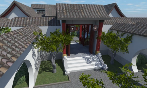 A traditional Chinese manor siheyuan created and rendered in Live Home 3D for Mac.