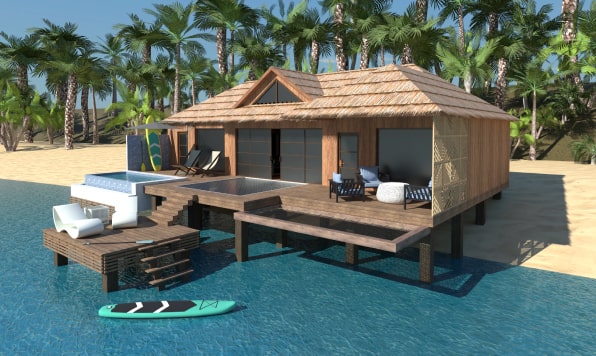 Seaside bungalow designed in Live Home 3D and rendered with Cycles in Live Home 3D for Mac.