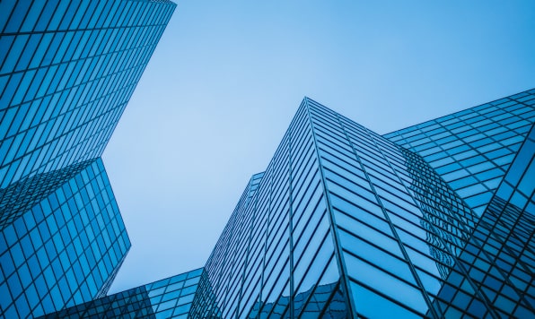 Glass skyscrapers.