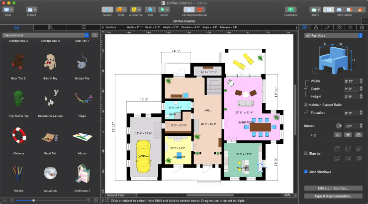 turn off measurements in live home 3d in 2d view