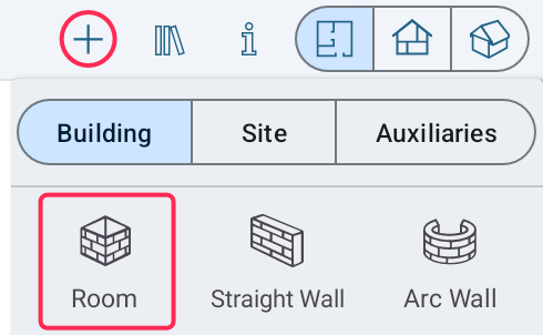 Room tool in the toolbar