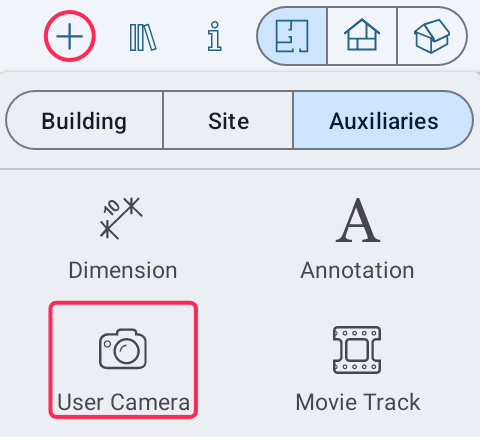 Camera tool in the toolbar