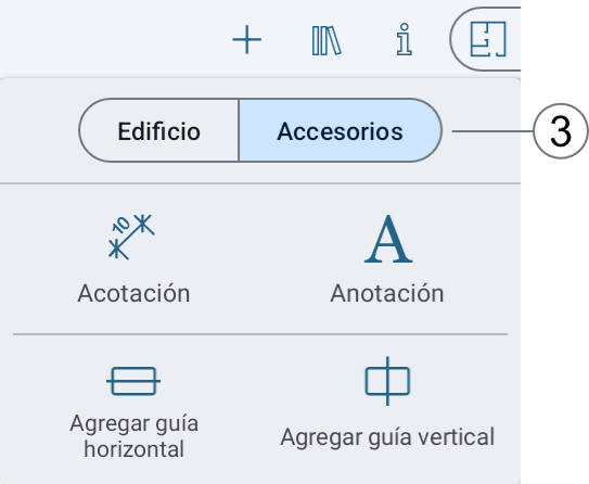 Tools to add text, dimensions and guide lines.