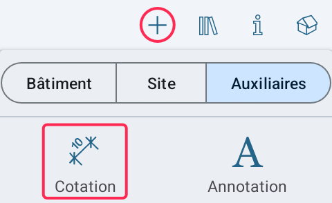 The Dimension tool in the toolbar