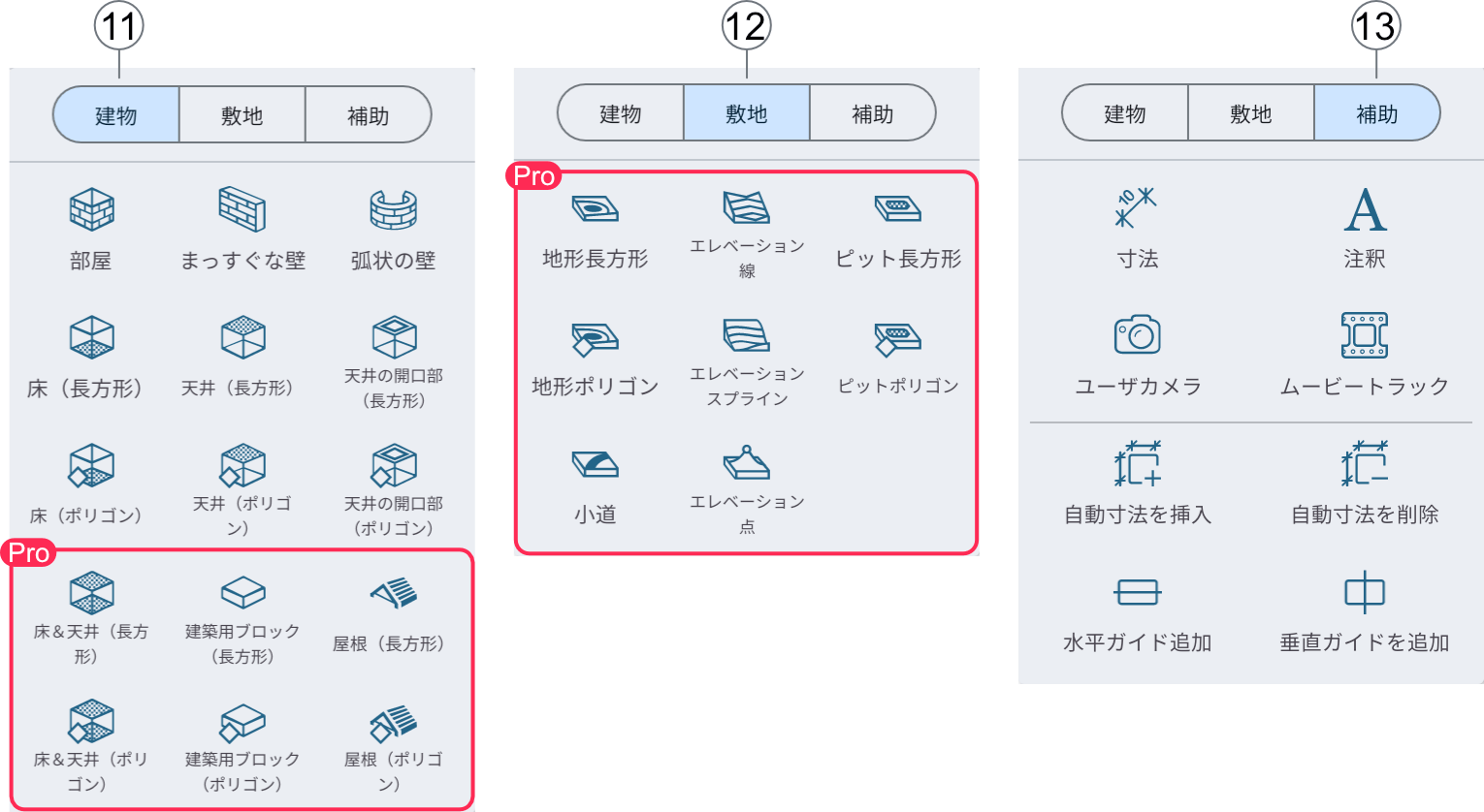 The menu and tool sets