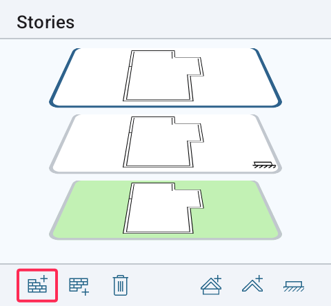 The Stories section of the Inspector with a tool to add stories indicated