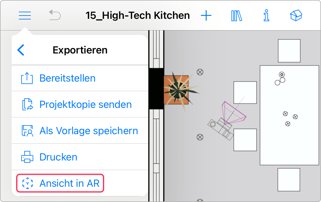 View in Artificial Reality command in the Export menu.