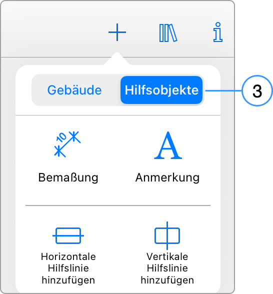 Tools to add text, dimensions and guide lines.