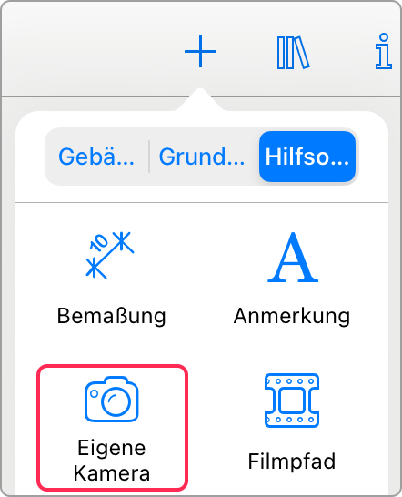 Camera tool in the toolbar