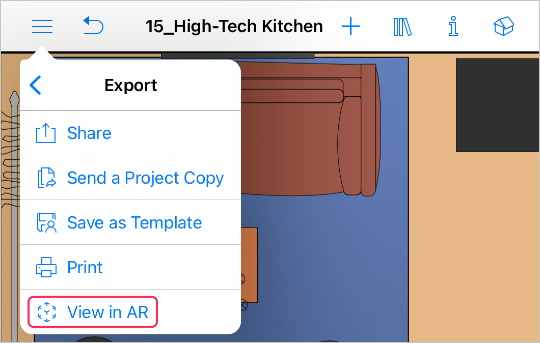 View in Artificial Reality command in the Export menu.