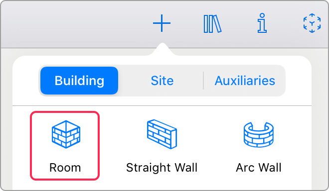 Room tool in the toolbar