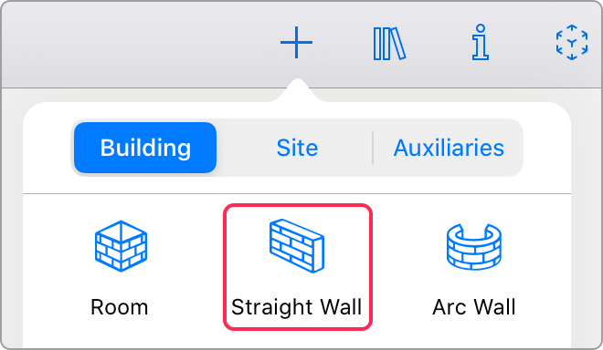 The Straight Wall tool in the toolbar