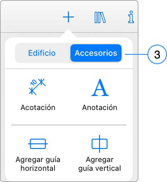 Tools to add text, dimensions and guide lines.