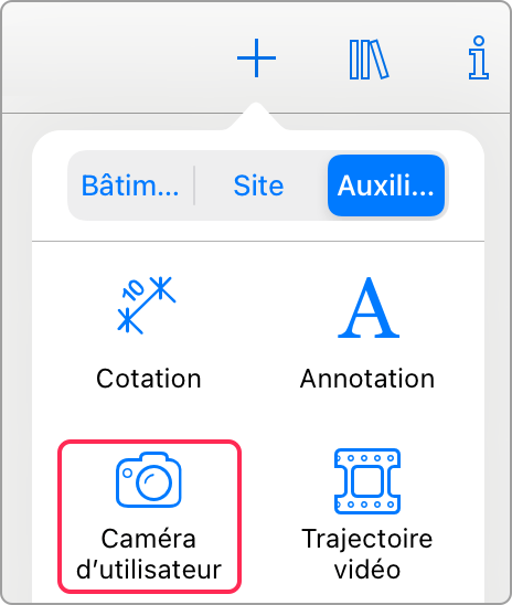 Camera tool in the toolbar