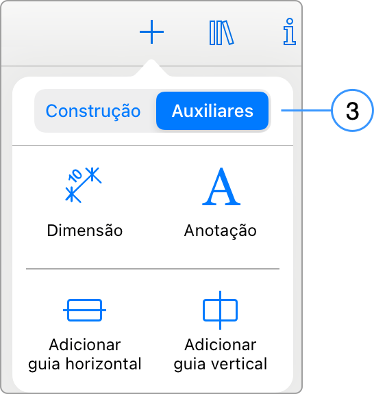 Tools to add text, dimensions and guide lines.