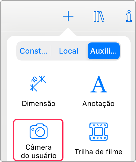 Camera tool in the toolbar