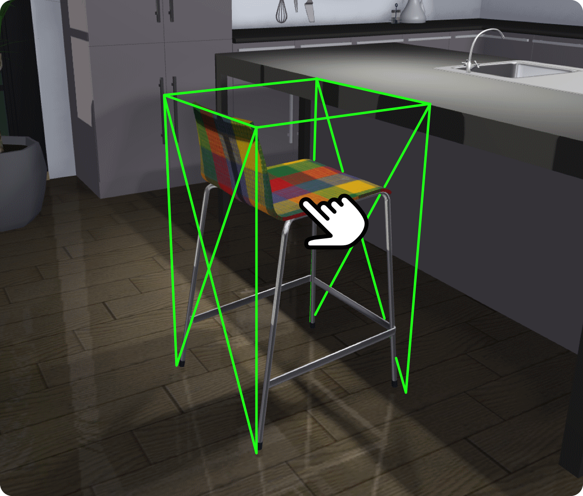 An object selected in the 3D view.