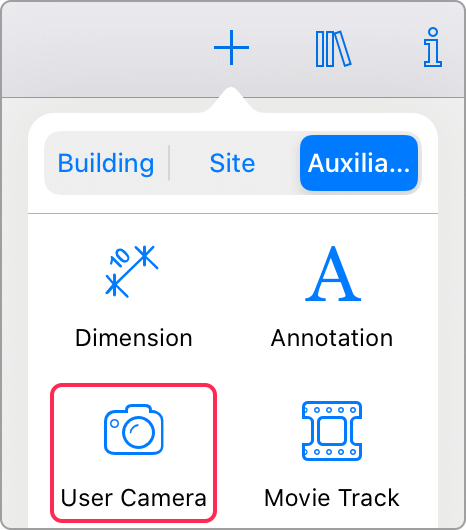 Camera tool in the toolbar