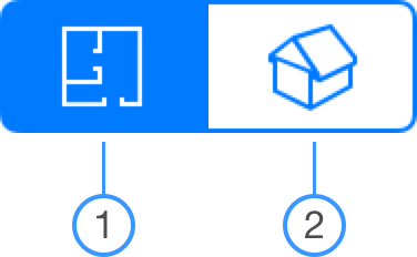 2D and 3D icons in the toolbar of the Standard Edition