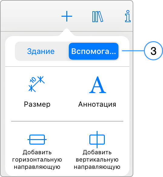 Tools to add text, dimensions and guide lines.