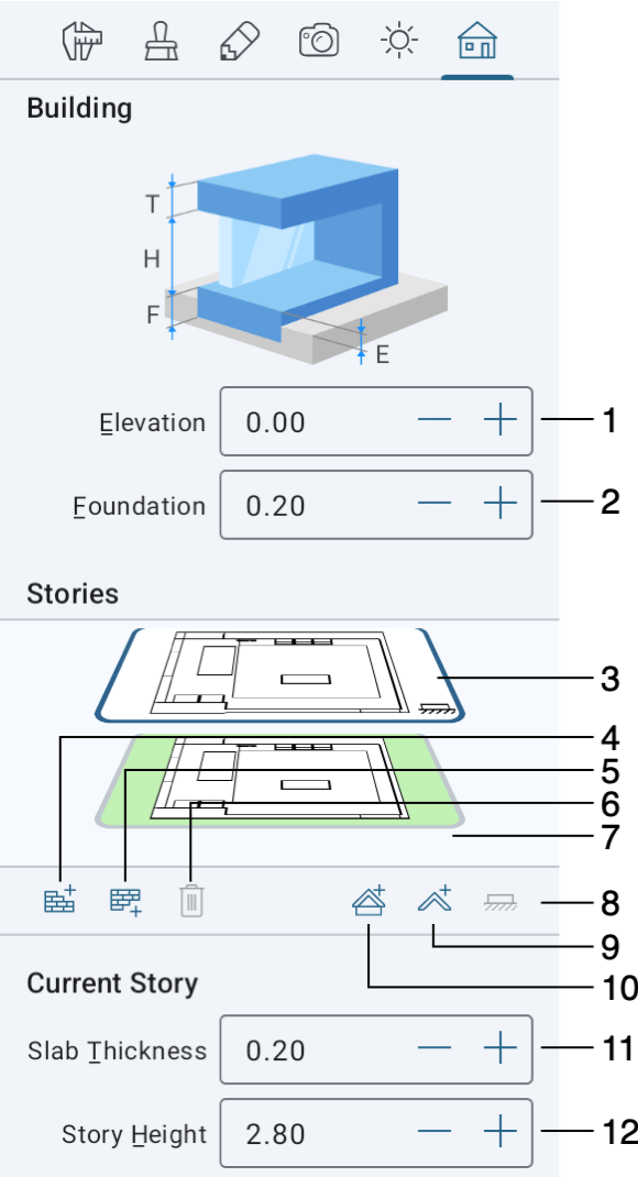 Building tab of the Inspector