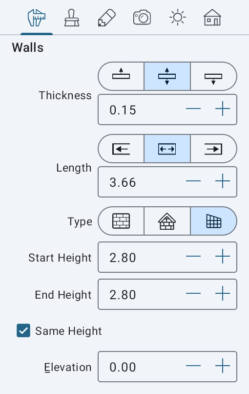 Properties of a Curtain wall in the Inspector.