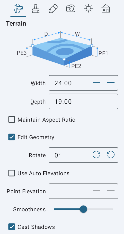 Properties of the Terrain object in the Inspector.