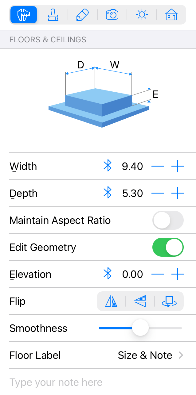 Floor and ceiling parameters