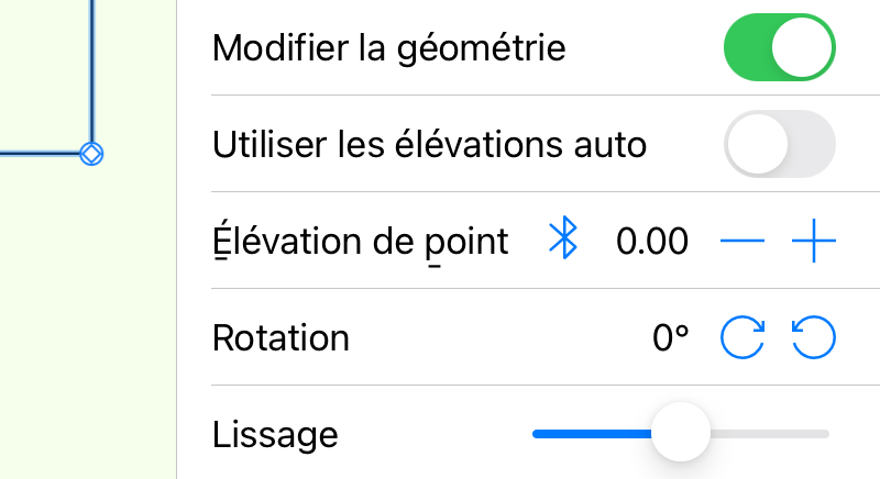 L’inspecteur avec un point de terrain sélectionné.