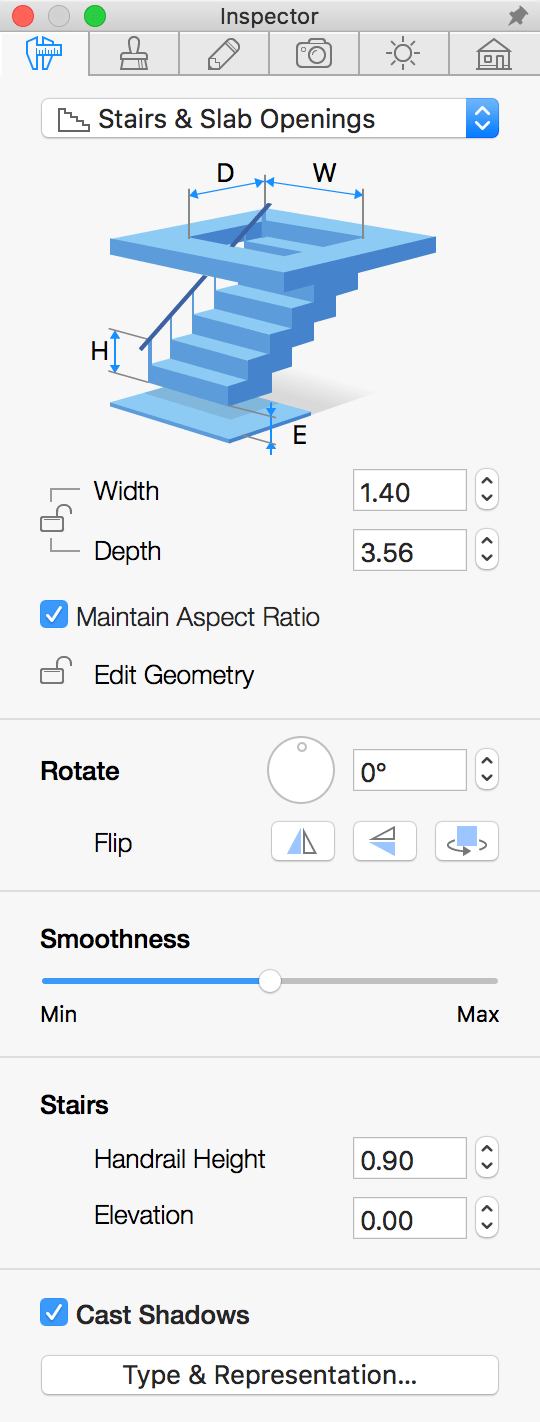 Slab opening properties