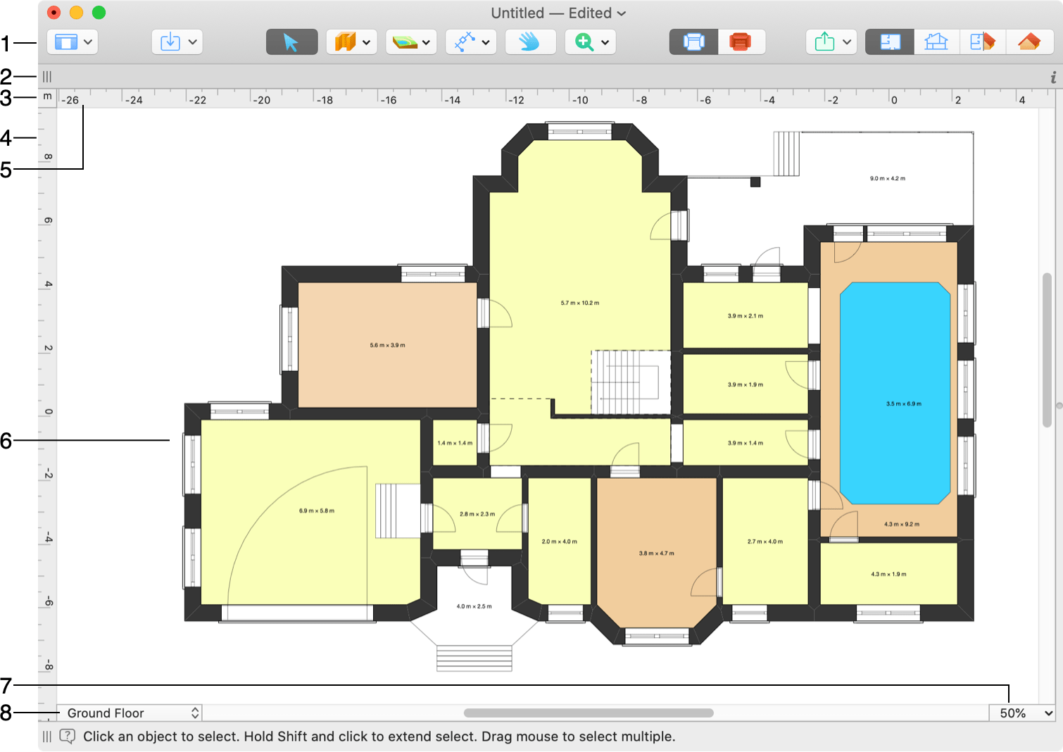 The 2D Plan View – Live Home 3D for Mac